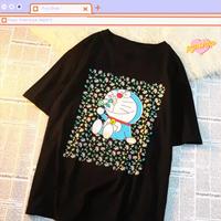 Kaos Jumbo Wanita Import Motif Doraemon Flower