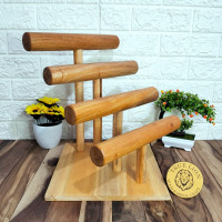 STAND AKSESORIS BAHAN KAYU / STAND GELANG JUMBO 4 SUSUN