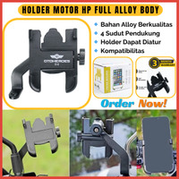 Holder Motor Smartphone Full Alloy Body Kuat Tahan Lama