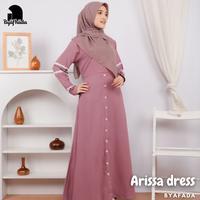 Gamis remaja Arissa rose kancing lengan renda dress queen crepe