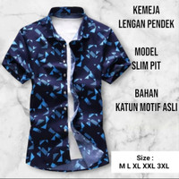 Kemeja Lengan pendek Biru Dongker Motif size M L XL XXL t