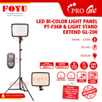 LED Bicolor Light Panel Lampu Kotak Studio Pro One PT-F36B Light Stand