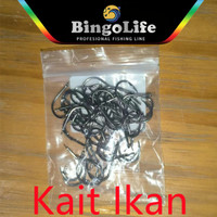 BingoLife Kail Pancing 50PCS Kait Ikan Baja Karbon Tinggi Yang Tajam Carbon Fishhook 1#~15#