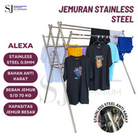 [ALEXA] Jemuran Baju & Pakaian Stainless Steel / Rak Handuk Hanger Lipat Bayi - Jumbo Palang 9 Alexa - 180 CM / 1,8 Meter / 1,8 M