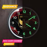 Jam dinding logo garuda Glow in the dark 32cm sweep movement bisa custom timnas indonesia sepak bola