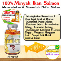 100% Minyak Ikan Salmon Fishi Oil Kapsul Vitamin Penambah Nafsu Makan Mencerdasan dan  Meningkatkan Daya Ingat Nutrisi Otak