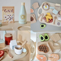 Best seller nunukids breakfast set wooden pretend plays mainan masakan