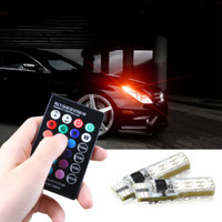 2 Pcs Lampu Senja LED RGB T10 5050 SMD 16 Warna Motor Mobil + Remote