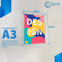 Frame Dinding Akrilik Bingkai Display Poster Menu Akrilik - Ukuran A3