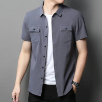 Kemeja pria dewasa lengan pendek Linen dewasa slimfit distro motif polos