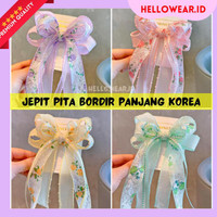 Jepit Pita Bordir Panjang Korea Pita Pastel Panjang Premium pita besar