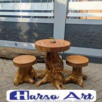 meja stool teras akar kayu jati blora