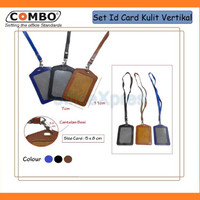 AST Set ID Card Kulit + Tali / Tali Id Card Set / Card Case Kulit Dan Tali