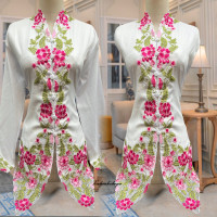 Original Kebaya Encim Bordir Motif Bunga Bahan Katun Toyobo Warna Putih