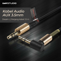 Kabel AUX Audio 3.5mm Spiral Spring leter L Jack 1.5m Hitam Y3655