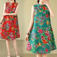 Melly Qipao Dress - Premium Cheongsam Motif Bunga Bunga Merah Hijau Big Size Viral