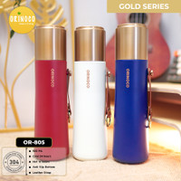 Orinoco Tumbler Vacuum Flask New Design Botol Minum Stainless 500 ML Tahan Panas dan Dingin dengan Tali Kulit OR-805 Gold Series