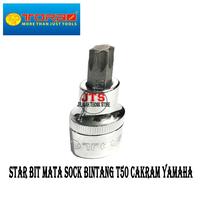TORA Mata Sock L Bintang T50 Cakram Yamaha Star Bit Socket 1/2"DR Kunci Kepala Babi Yamaha T50 Bintang