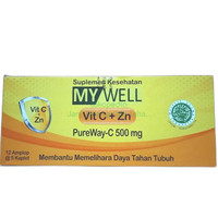 MyWell My Well Vitamin C Zn PureWay C500mg Zink Zinc 1 Box Isi 60 Tablet Kaplet 12 Amplop Strip Zinc Antioksidan Tinggi Suplemen Daya Tahan Tubuh Cegah Influenza Pusing Demam Flu Antibodi Anak Dewasa Vit C Kombinasi Ascorbic Acid dengan Metabolit Lipid