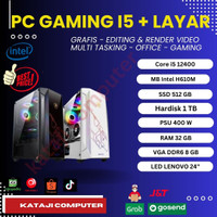 PC RAKITAN GAMING GRAFIS LENGKAP CORE i5 RAM 32 GB / SSD 512 GB / HARDISK 1 TB / VGA DDR6 6 GB/ LAYAR 24 'Inch