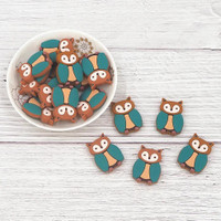 Chenkai 50pcs Silicone Owl Beads BPA Free Animal Bead DIY Teething Infant Chewable Dummy Necklace Pacifier Toy Accessories