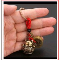 Terlaris!! gantungan kunci kucing lucky cat hoki logam