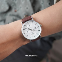 PhiLipe Ricci Jam Tangan Pria Kulit Hitam Simple Original Terbaru 8686K Stylish Men Watches Free Box