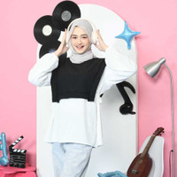 Atasan Wanita Sekar Double Vest Atasan Set Vest Blouse 2 in 1 - Black