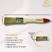 Kuas Cat Tembok 1“ Gagang Kayu / Koas Lukis Cat Tembok Gagang Kayu 1 Inci Inch premium
