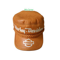 Topi kulit komando moge original harley davidson asli usa mewah