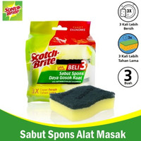 Sabut cuci piring scotch brite isi 3 / spons cuci piring Scotch Brite