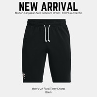 Men's Under Armour Rival Terry Shorts Black Celana Pendek Pria Original 100 %