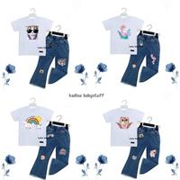 ORIGINAL SETELAN CELANA JEANS CUTBRAY COSTUM/CELANA JEANS PANJANG ANAK PEREMPUAN 1-12 tahun/KAOS ANAK BISA PAKE NAMA