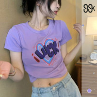 【Premium】T-Shirt Crop Top Short Sleeve Crew Neck 2253 (S/M/L)