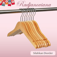 Hanger kayu Wood warna Natural 1 Lusin Hanger Gantungan Baju