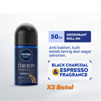 3 Pcs 50ml Nivea Men Deodorant Deep Espresso Roll On
