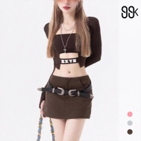 【Premium】Square Neck Long Sleeve Crop Top 3084 (S/M/L)
