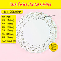 [100 Pcs] Kertas Tatakan Kue Kertas Alas Toples Doilies Paper Putih Kertas Renda Doyleys Paper Bulat