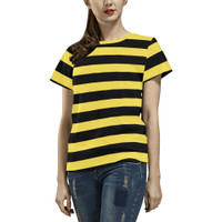 Kaos Wanita Full Print Stripe Salur Garis Hitam Kuning Lebah Bumble Bee