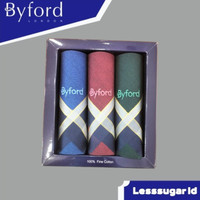 Saputangan Byford Isi 3 PCS Katun Sapu Tangan Handkerchiefs X11