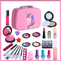 MAINAN MAKE UP SET ANAK PEREMPUAN KADO HADIAH UNICORN SET BAG PINK UNGU