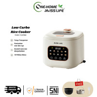 MISS LIFE Magic Com Low Carbo, Smart Rice Cooker 3L, Penutup Transparan, Rendah Gula, Anti Lengket, Penanak Nasi, Daya Rendah, Hemat Energi, Multifungsi, Cepat Memasak, Layar Sentuh, LCD, Low Sugar, Penanak Nasi Pintar, Non Stick ON Promo, 100% Original
