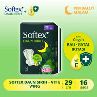 Softex Daun Sirih + Vit E Wing 29cm 16 pads - Pembalut Daun Sirih