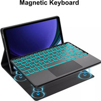 TERBARU/ SAMSUNG Galaxy Tab A9 A9+ Plus 11 Inch 2023 X110 X210 Keyboard Bluetooth Wireless Backlit Backlight Led Case Cover Magnet