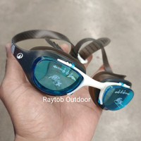 Kacamata Renang Dewasa Adult Swimming L Goggles XBase Black White Blue Lens