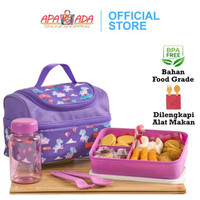 Tersedia Apazada - Lunch Box New Smiley Set Of 4 Pcs Tas Dengan Tempat Bekal Makan / Lunch Bag / Kotak Makan