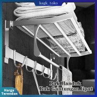 Rak Gantungan Handuk 50/60CM Rak handuk lipat Pemasangan Tanpa Bor Anti Karat