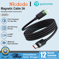 MCDODO Kabel Charger iPhone 11 12 13 14 Series Type C to Lightning Magnetic Self-Winding Fast Charging 3A 36W
