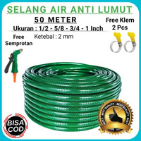 Terbaru Selang Air 50 Meter 1/2 5/8 3/4 Inch Anti Lumut Tebal 2 mm Cod top