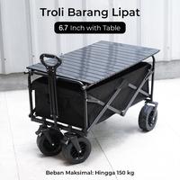 VLTX Troli Barang Lipat Camping Cart Portable 6.7 Inch with Table with Brake - VLT-8 - Black
